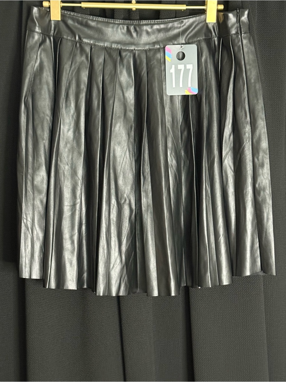Faux Leather Pleated Mini Skirt in Black